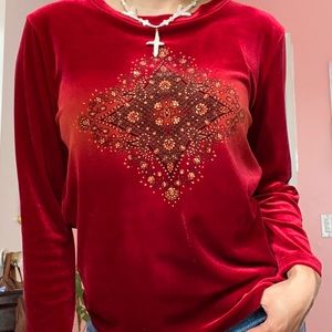 Vintage Velvet Red Top